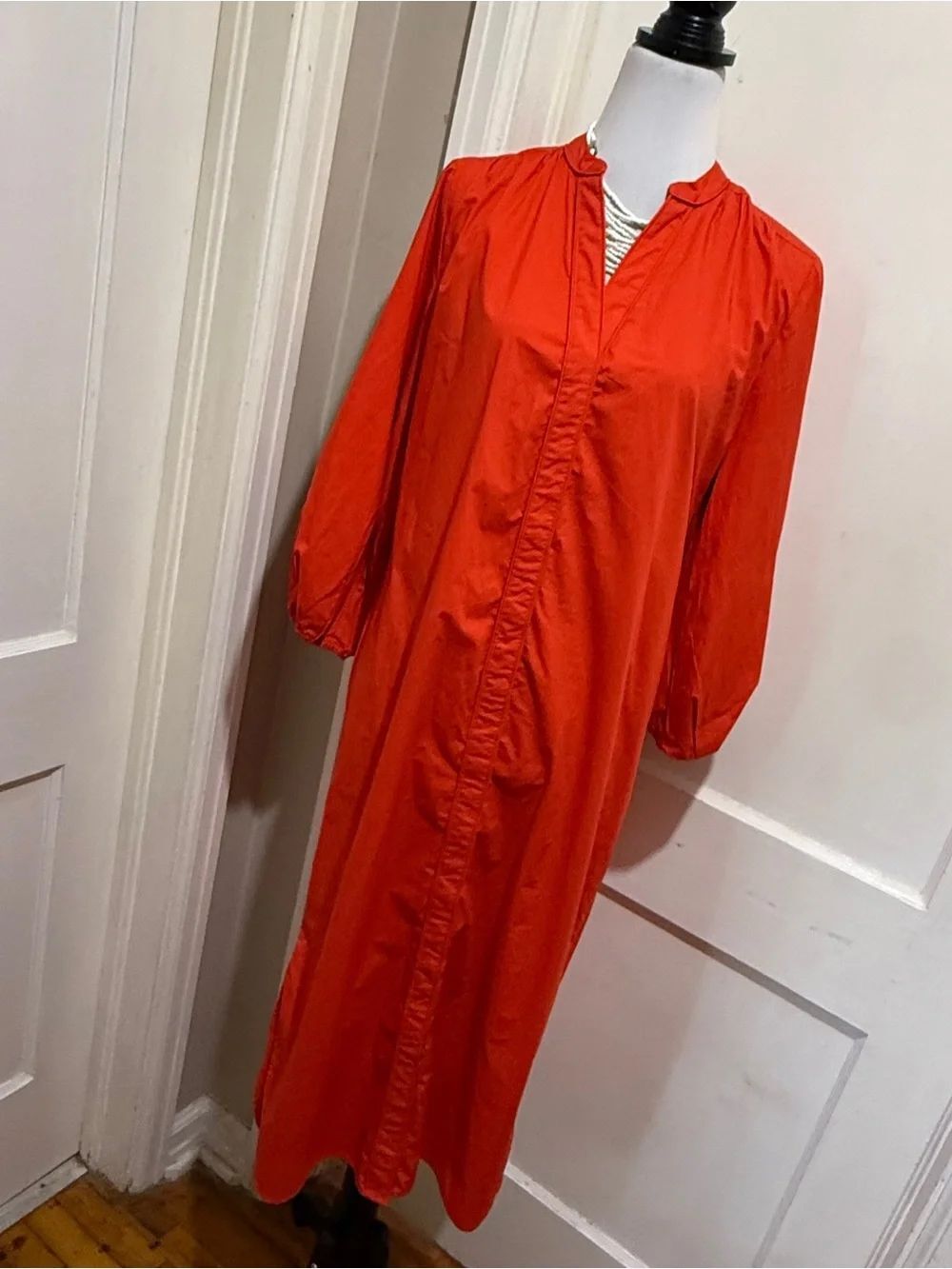 LOFT Bright Red Button-Up Dress